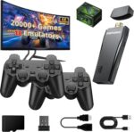 SHEPUDRUC Wireless Retro Handheld Game Console, Game Console Stick Built-in 20000+ Plug-and-Play Video Games, Equipped with 18 Simulators, 4K HDMI Output and Dual 2.4G Controller（50GB Memory Card）