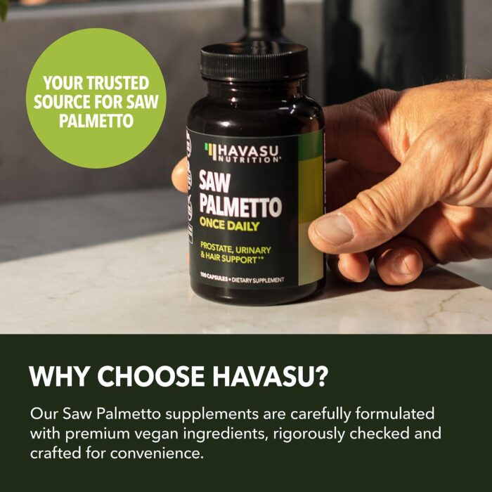 Havasu Nutrition Gluten Free Non-GMO Saw Palmetto Supplement for Prostate Health - 100 Capsules - Image 6