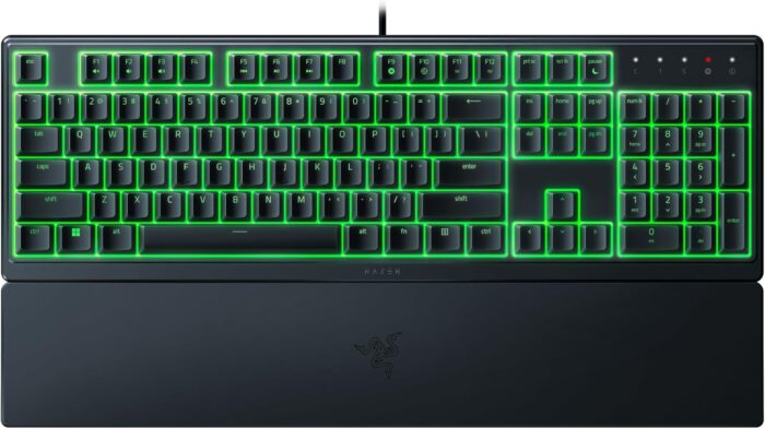 Razer Ornata V3 X Gaming Keyboard: US Layout, Low-Profile Keys, Silent Membrane Switches, UV-Coated Keycaps, Spill Resistant, Chroma RGB Lighting, Ergonomic Wrist Rest – Classic Black