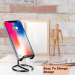 ROPOSY Cell Phone Stand for Desk,Cute Metal Black Cell Phone Stand Holder Desk Accessories,Compatible with All Mobile Phones,iPhone,Switch,iPad - Image 5