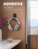 Lamicall Headphone Stand, Sticky Headset Hanger - Adhesive Headphone Holder Hook Mount, Headset Stand Holder Clip Under Desk, Earphone Clamp for Airpods Max, HyperX, Sennheiser, Black - Image 3