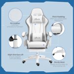 Vinsetto Racing Gaming Chair, Reclining PU Leather Computer Chair with 360 Degree Swivel Seat, Footrest, Removable Headrest and Lumber Support, White and Grey - Image 7