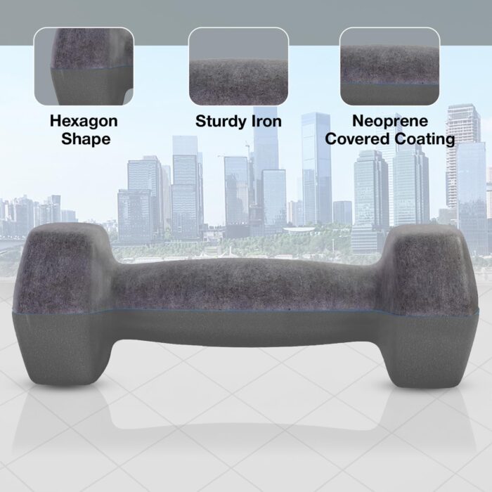 Allure Sphere Neoprene Dumbbell Set For Home Gym Exercise - Anti Slip Fitness Equipment For Pilates, Cardio, Training - Anti Sweat Hex Dumbbells in 1Kg 2Kg 3Kg 4Kg 5Kg In Pair - Image 5