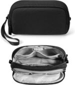 Electronic Organizer Travel Case | Water-Resistant Dual Compartment Cable Storage Bag for Charger, Cord, Phone, Hard Drive, Power Bank & Accessories | Travel Essentials (Black)