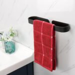 TocTen Hand Towel Bar/Towel Ring, No Drilling Stick on Wall Holder, SUS 304 Stainless Steel Rod, Strong Self Adhesive Hanger/Rack for Bathroom Kitchen, Matte Black - Image 2
