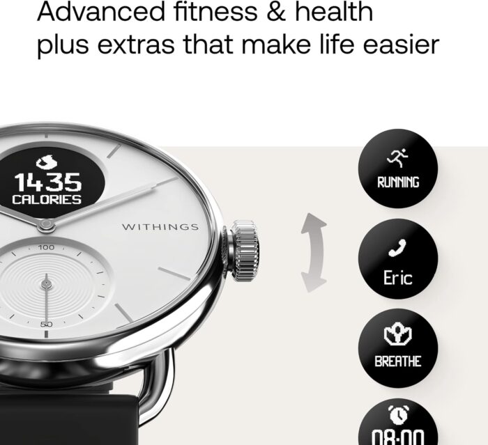 Withings ScanWatch 2 - Hybrid Smart Watch, Heart Rate Monitoring, Fitness Tracker, Cycle Tracker, Sleep Monitoring, GPS Tracker, 30-Day Battery Life, Android & Apple Compatible, HSA/FSA - Image 6