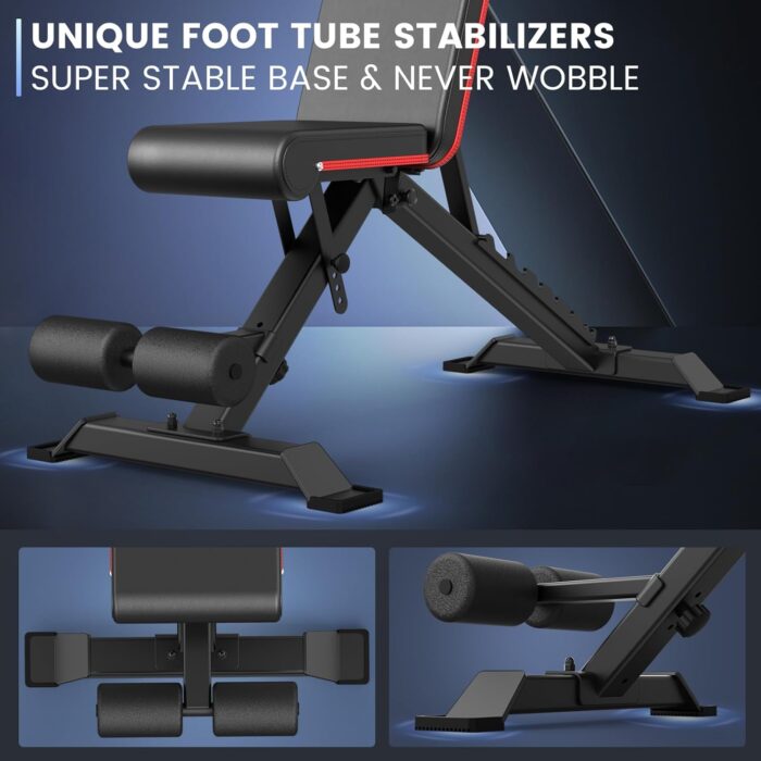 PASYOU Adjustable Weight Bench, Full Body Workout Strength Training Bench Press Foldable Incline Decline Bench Sit Up Exercise Equipment for Home Gym PA300/PA400/PA500 - Image 4