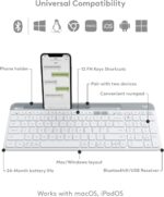 Logitech K580 Slim Multi-Device Wireless Keyboard - Bluetooth/Receiver, Compact, Easy Switch, 24 Month Battery, Win/Mac, Desktop, Tablet,Smartphone, Laptop Compatible, English+Arabic Keyboard - White - Image 6