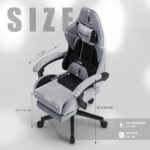 Dowinx Gaming Chair – Massage Cushion, Breathable Fabric, Ergonomic Design with Footrest, 360° Swivel, Adjustable Neck & Lumbar Pillow for Back Support, Home & Office Chair - Image 3