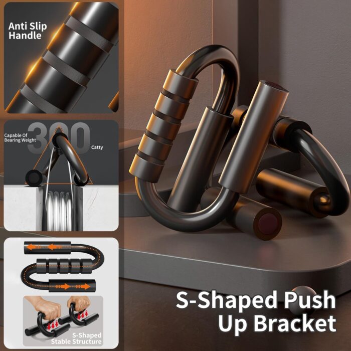 Double Self-Suction Sit Up Stand & Push Up Bar Set, Strength Training Push Up Handle, Sit-up Fitness Equipment with Foam Handle and Rubber Suction, Perfect for Floor Home Exercise, Gym & Press Fitness - Image 3