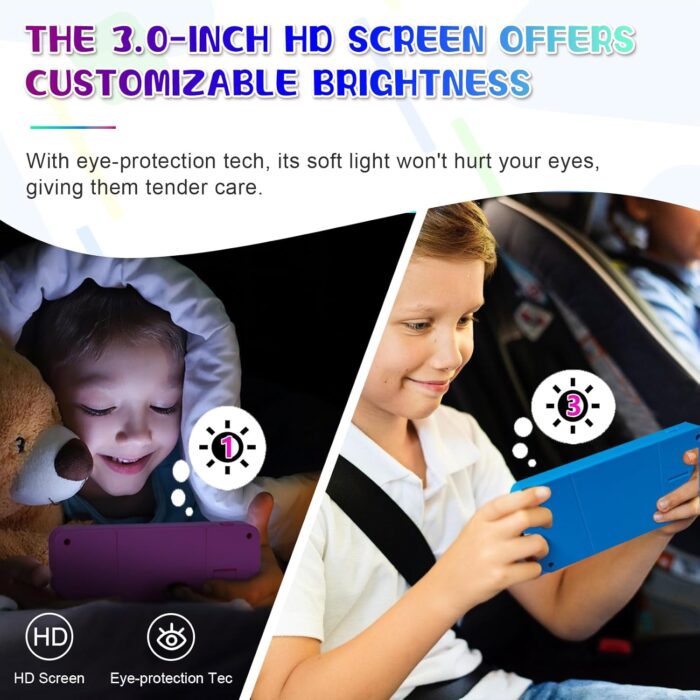 Handheld Game for Kids ，Built-in 220 32-bit Video Games, 3.0” IPS Screen, Rechargeable Portable Game , Travel Mini Arcade Electronic Toys Gift for Boys and Girls (Pink+Blue) - Image 6