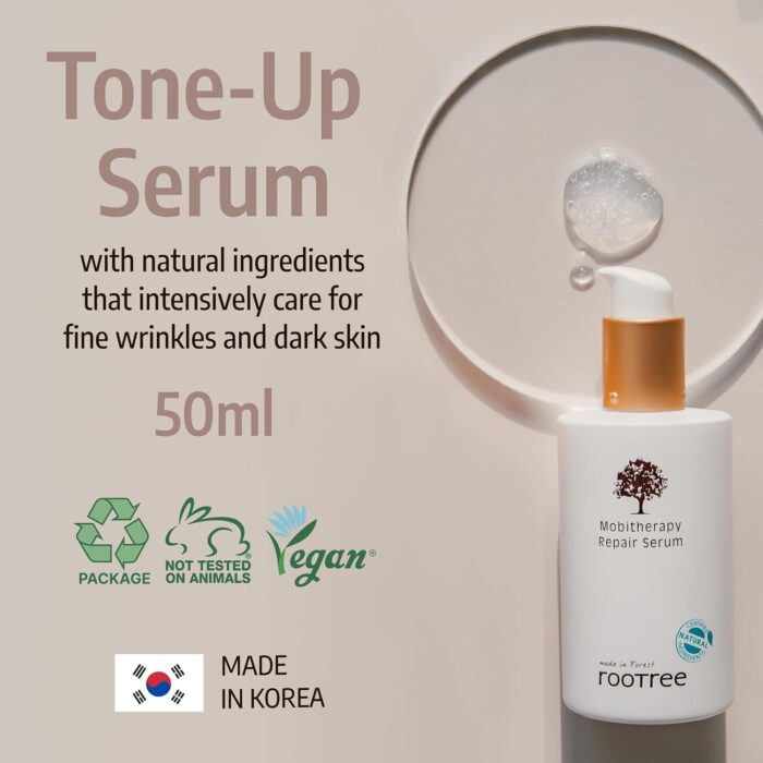 rootree Mobitherapy Repair Serum 50ml - Korean Skin Care, Anti Wrinkle & Anti Aging Treatment, K beauty, Skin Brightening Facial Care with Natural Ingredients, Vegan & Cruelty Free, For All Skin Types - Image 2