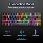 infino Wireless Bluetooth Tri-Mode (2.4G/Bluetooth/USB-C) Mechanical Keyboard, Multi-Platform Support (Windows/Mac/Linux/Tablet), Rechargeable 61-Key RGB Backlit Brown Switch Gaming Keyboard - Image 2