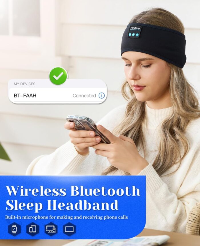 Perytong Sleep Headphones Sports Headphones with Speakers Perfect for Training, Jogging, Yoga, Insomnia, Side Sleepers - Image 6