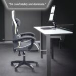 SBF Fabric Gaming Chair - Reclining High Back Office Chair - Adjustable Height, Headrest, Footrest and Lumbar Support - Swivel Video Game Chair - Ergonomic Computer Gaming Chair (Grey White) - Image 4