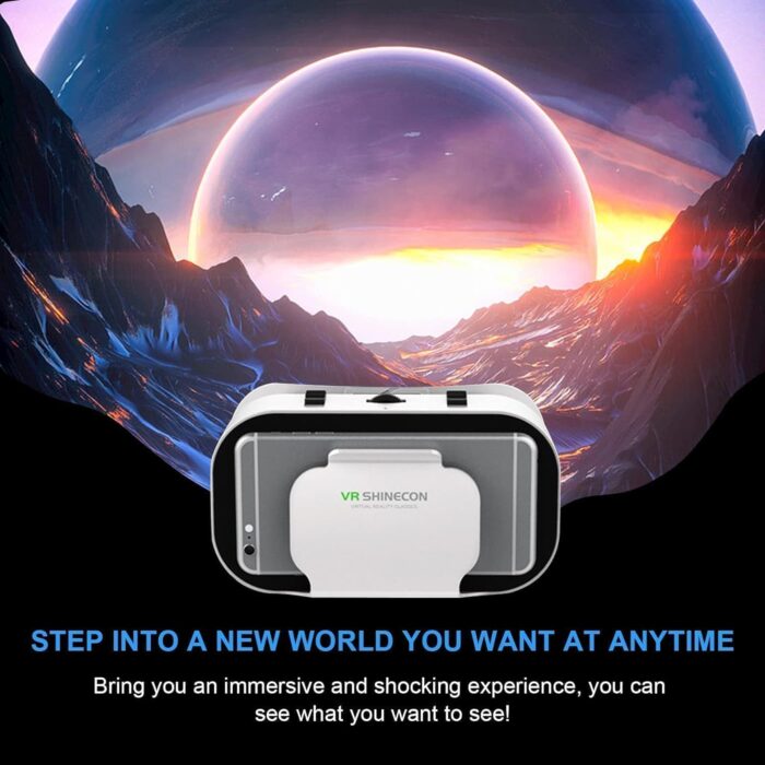 BIGTHREE Virtual Reality Goggles, 3D VR Glasses, HD VR Goggles, Adjustable Pupil Distance and Object Distance, Ideal for Immersive Gaming and Movies, Gift for Kids and Adults, White.
