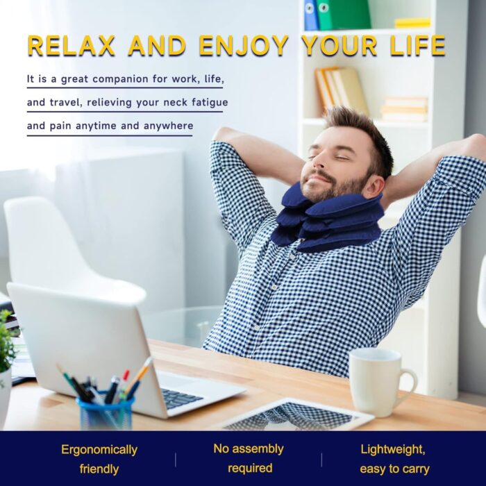 Neck Stretcher, Cervical Traction Device, Adjustable Inflatable Neck Traction Device for Neck Pain Relief, Neck Decompression Home Use - Image 6