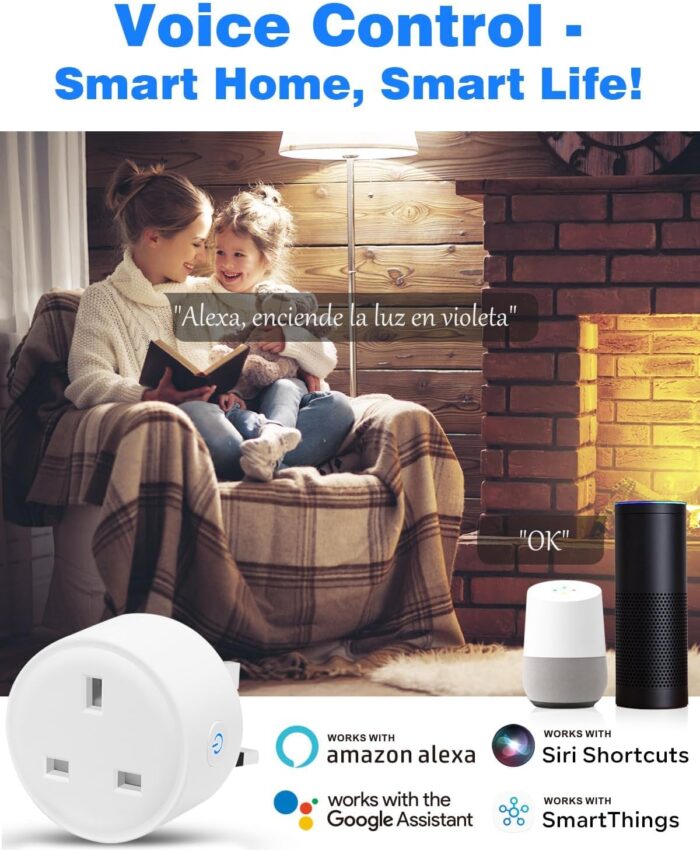 SKY-TOUCH 4 PACK WiFi Smart Plug, 16A Smart Outlet Plug Socket Compatible with Alexa, Smart Life APP Wireless Remote Control, with Remote Control & Voice Control, Timer Function, No Hub Required - Image 6
