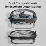 Electronic Organizer Travel Case | Water-Resistant Dual Compartment Cable Storage Bag for Charger, Cord, Phone, Hard Drive, Power Bank & Accessories | Travel Essentials (Black) - Image 3