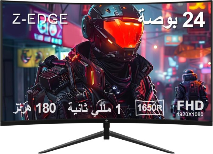 Z-EDGE 24-inch Curved Gaming Monitor – 16:9 Full HD 1920×1080, 165Hz Refresh Rate, 1ms Response Time, Frameless LED Display, AMD FreeSync Premium – DisplayPort & HDMI Ports UG24