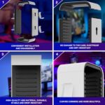 BGGCHEECA OYO-1【15.8INCH】 game Storage Tower Compatible with PS5/ Xbox Series S & X/ Switch, Universal Video Games Discs Organizers 18 PCS with 4 Controllers Holder, Game Disk Box Stand.(White/Black) - Image 5