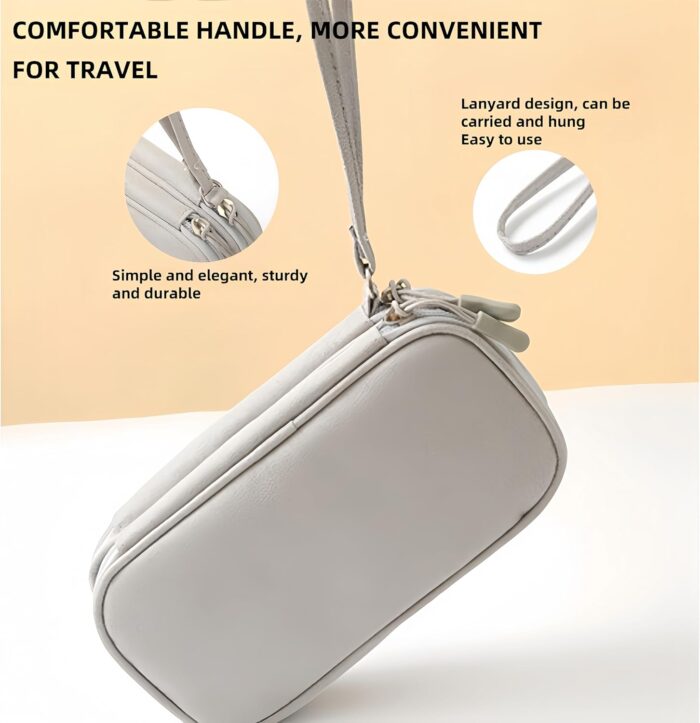 Travel Electronics Organizer with Double Layers – Durable Cable Case for USB, Charger, Earphones & Accessories (Gray) - Image 3