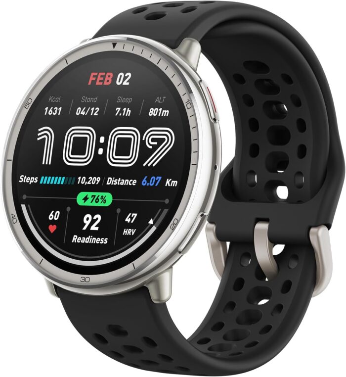 Amazfit Active 2 Smart Watch 44mm, GPS Maps with Direction, Fitness Tracker, 10 Day Battery, Sleep Monitor, 160+ Sport Modes, Water Resistant, for Android & Apple iPhone, Black Silicone