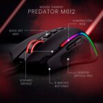 Redragon M612 Predator RGB Gaming Mouse, 8000 DPI Wired Optical Gamer Mouse with 11 Programmable Buttons & 5 Backlit Modes, Software Supports DIY Keybinds Rapid Fire Button - Black - Image 2
