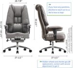 EXCEBET Big and Tall Office Chair 400lbs Wide Seat, Leather High Back Executive Office Chair with Foot Rest, Ergonomic Chairs Lumbar Support for Lower Back Pain Relief (Grey) - Image 2