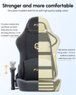 PZDO Computer Chair Fabric Gaming Chair, Ergonomic Gamer Chairs with Footrest, Cloth Gaming Chairs for Adults and Teens, Reclining PC Office Chair with Headrest & 3D Armrest, 350 lbs, (Deep-Grey) - Image 4