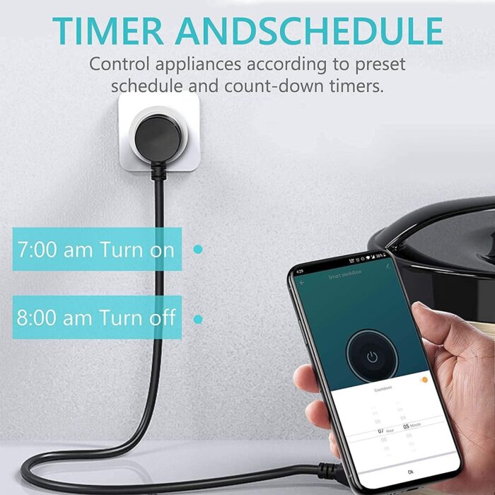Tichondrius WiFi Smart Plug,16A Smart Outlet Plug Socket Compatible with Alexa, Mini Socket with Remote Control & Voice Control with Electricity Statistics Timer Function, No Hub Required (1 PACK) - Image 4