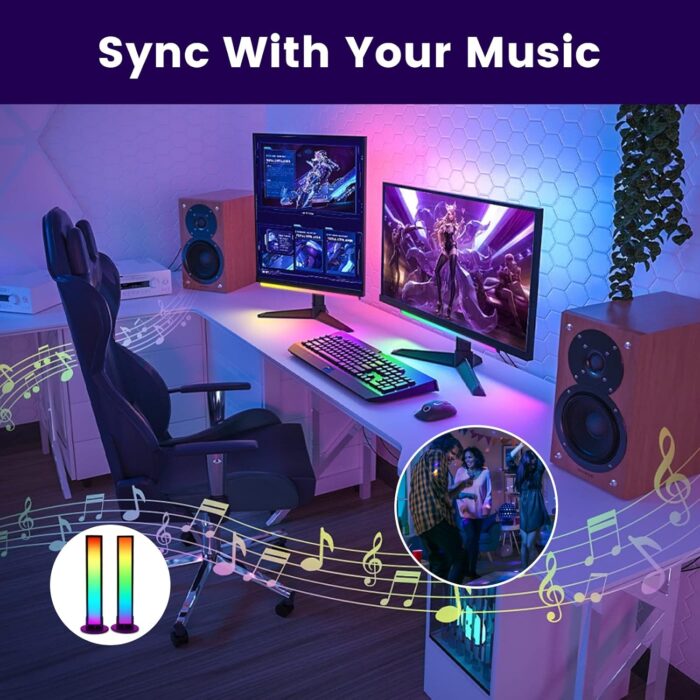 Bonlux Smart LED Light Bar, RGB Bar Lamp USB Ambiance Gaming Lights with Multiple Lighting Effects and Music Modes for Room, PC, PC Accessories, Desk Mood App Control - Image 3