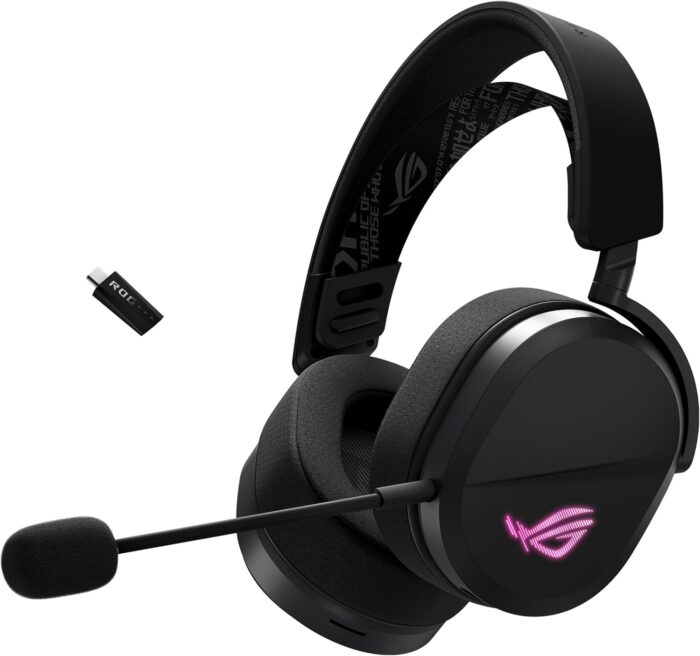 ASUS ROG Pelta Wireless RGB Gaming Headset (ROG SpeedNova, Bluetooth, 2.4GHz, USB-C, 50mm ROG Titanium Membrane Drivers, 10mm Super Broadband Boom Microphone, 309g Lightweight, Aura Sync RGB)