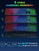 Trueque Wireless Keyboard and Mouse Combo - RGB Backlit, Rechargeable & Light Up Letters, Full-Size, Ergonomic Tilt Angle, Sleep Mode, 2.4GHz Quiet Keyboard Mouse for Mac, Windows, Laptop, PC, - Image 2