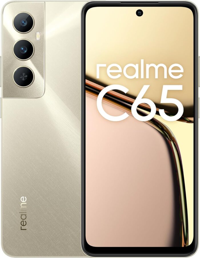 realme c65 Smartphone 6+128 GB, 50MP AI Camera, 6.67 Inch Eye Comfort Display with 90Hz Refresh Rate, 45W Fast Charge, 5000mAh Massive Battery, NFC Supported, Starlight Gold