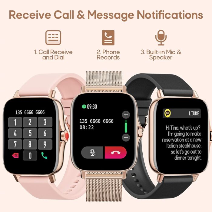 ZKCREATION Smart Watch for Men Women Call Answer/Dial Watch Digital Fitness Smartwatch for Android iOS Touch Screen Blood Pressure Watch Activity Tracker with Heart Rate Sleep Monitor (Rose Gold) - Image 2