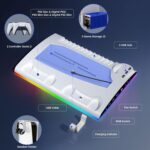 Garlo PS5 Stand with Cooling Station, Controller Charging Station for PlayStation 5 & Slim Console Disc/Digital Edition - Accessories: Cooling Fan, RGB LED, USB Hubs, Headset Holder, Game Slot - Image 9