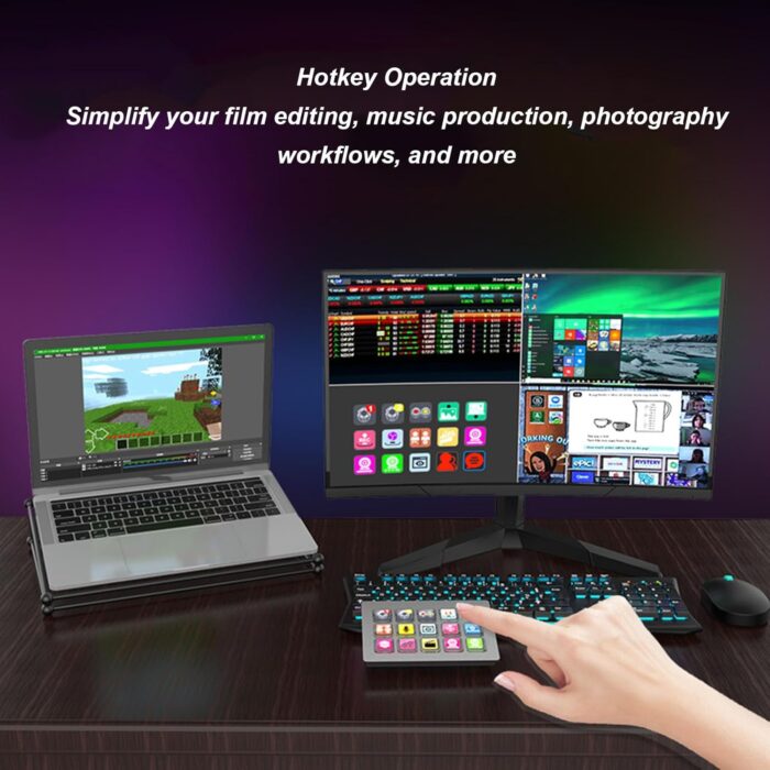 Bewinner LCD Custom Keyboard for - Studio Controller with 15 Macro Keys, Software Macro Keyboard Actions in Apps Support Hotkey for YouTube, Twitch, OBS - Image 3