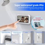 OOLYCIO Upgraded 480° Rotating Shower Phone Holder Waterproof Case with Touch Screen,OOLYICO Shower Accessories Guardian Buddy Holder Wall Mount Shelf in Bathroom Bathtub for 4" - 7" Cell Phone - Image 4