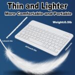 AWH Bluetooth Keyboard and Mouse Combo,Ultra Slim Rechargeable Portable Wireless Keyboard Mouse Set Compact for Android Windows Tablet Cell Phone iPhone iPad Computer Desktop PC Laptop(White) - Image 7