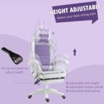 Vinsetto Racing Gaming Chair, Reclining PU Leather Computer Chair with Removable Rabbit Ears, Footrest, Headrest and Lumber Support, Purple - Image 5