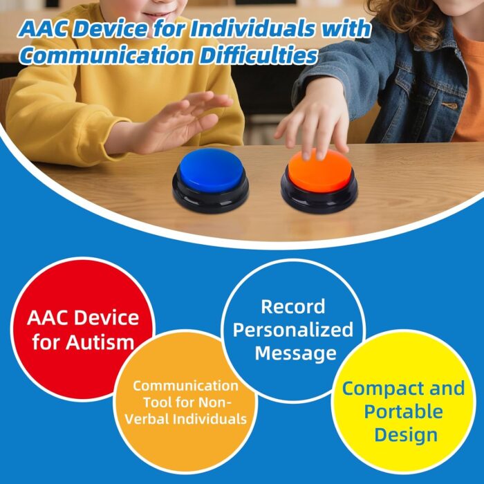 4 Pack Portable AAC Communication Devices for Autism Individuals with Communication Difficulties, Communication Device for Nonverbal Kids, Voice Recording Buttons for Schools, Home, Treatment Courses - Image 4