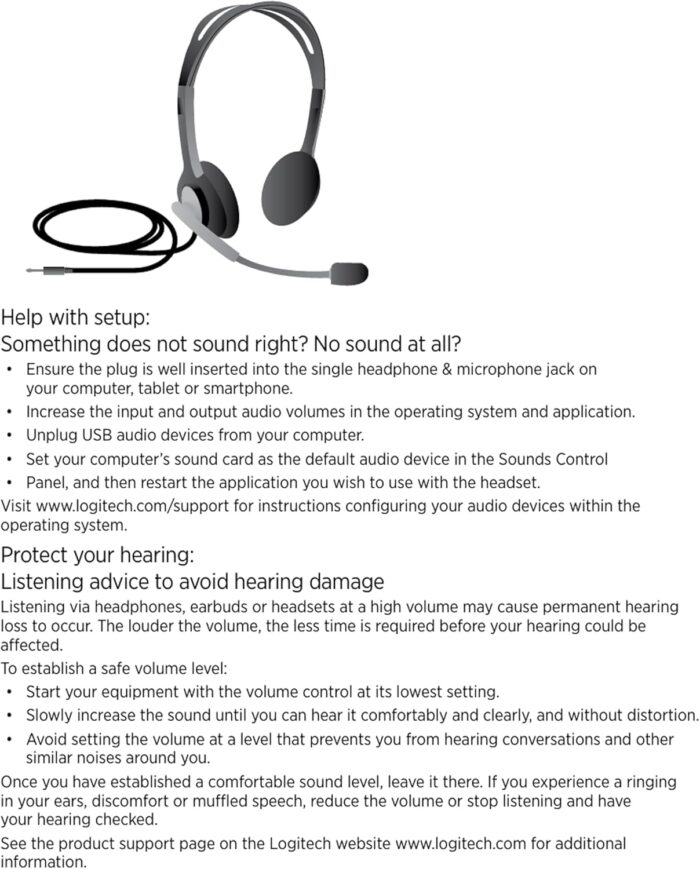 Logitech H111 Wired Headset, Stereo Headphones with Noise-Cancelling Microphone, 3.5 mm Audio Jack, PC/Mac/Laptop/Smartphone/Tablet - Black - Image 8
