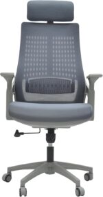 Multi Home Furniture Grey Mesh Office Chair – Ergonomic Chair with Wide Seat, Adjustable Headrest, Lumbar Support, Armrests, Recline & Tilt Lock, Gaming Chair, Swivel Desk Chair, Computer Chair
