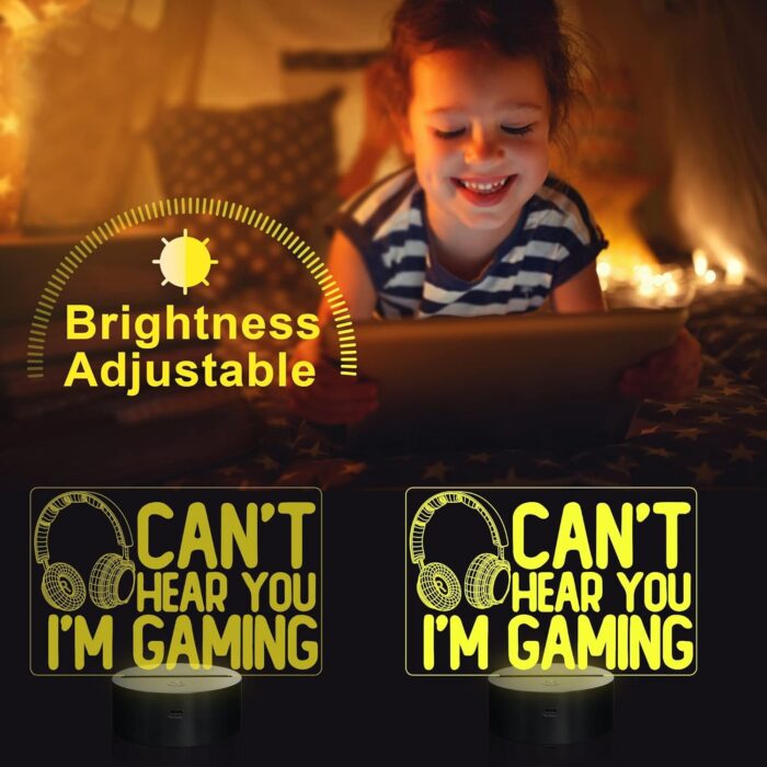 NALACAL Can't Hear You I'm Gaming Night Light, Headset Graphic Video Games Gamer Gift Funny 3D Illusion Lamp 16 Colors Changing Touch & Remote Control for Men Gamers Teenagers and Kids - Image 5