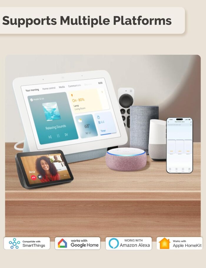 MOES Smart Switch with Matter Protocol | Tuya Smart Life | No Hub Required | Compatible with Apple Home, Alexa, Google Home | Voice Control & Remote Control | Requires Neutral Line | 2 Gang White - Image 2