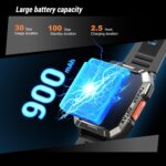 IOWODO Military Smart Watch for Men (Answer/Make Calls), 2.01'' Smart Watch for Android and iPhone, Fitness Tracker with Flashlight/Compass/100 Days Battery/Heart Rate/Sleep/100+ Sport Modes(2 Straps) - Image 3