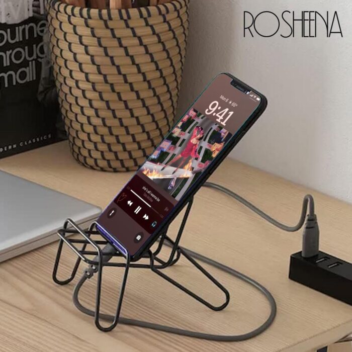 ROSHEENA Mobile Phone Stand- Multi-Angle Non-Slip Metal Base Portable Cell Phone Holder Stand for Desk Pocket Size Travel Essential Accessory Compatible with Android, Smartphone, iPad & Tablet - Image 6