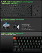 SOHOMACH Wireless Mechanical Keyboard, 60% Hot Swappable Bluetooth Keyboard with RGB Lighting, 68 Keys, 2.4GHz/USB-C/BT5.0, for PC Mac Laptop Windows Gamer, Black - Image 6