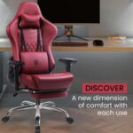 Dowinx Multi-Functional Gaming Chair, Ergonomic High Back Reclining & Height Adjustable PU Leather Computer Chairs with Massage Cushion, Neck & Lumbar Support, Armrests, Footrest (Maroon) - Image 9